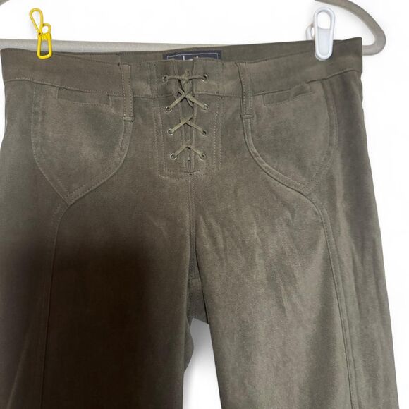 LEI Y2K Green Lace Up Flare Pants Size 9 - Picture 4 of 8